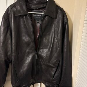 Marc New York Dark Leather Bomber Jacket